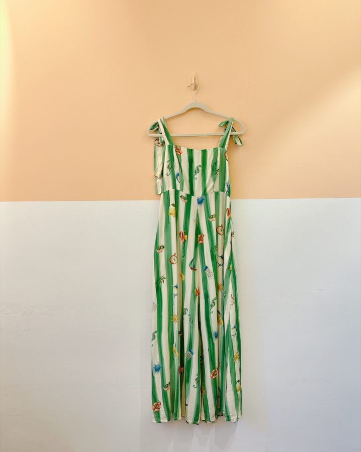 Vestido listrado verde simbolos Gio G