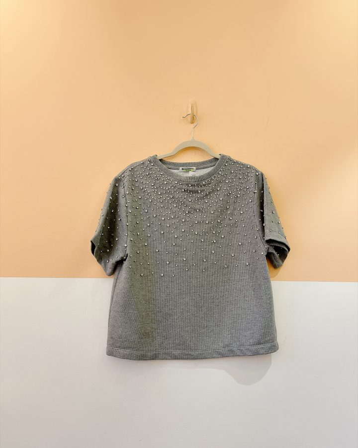 Blusa cinza brilhos Reversa P