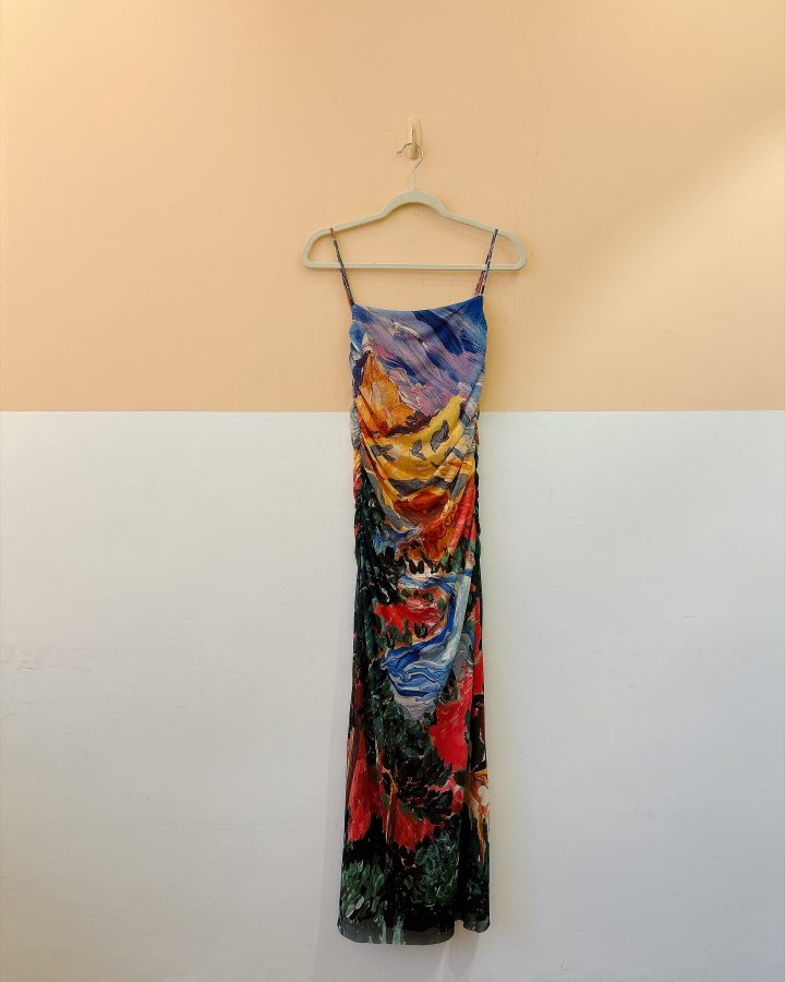 Vestido midi tule franzido Farm P
