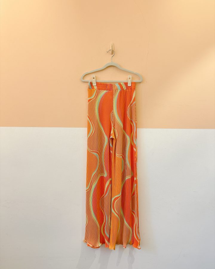 Calça + top laranja plissado Dress To PP