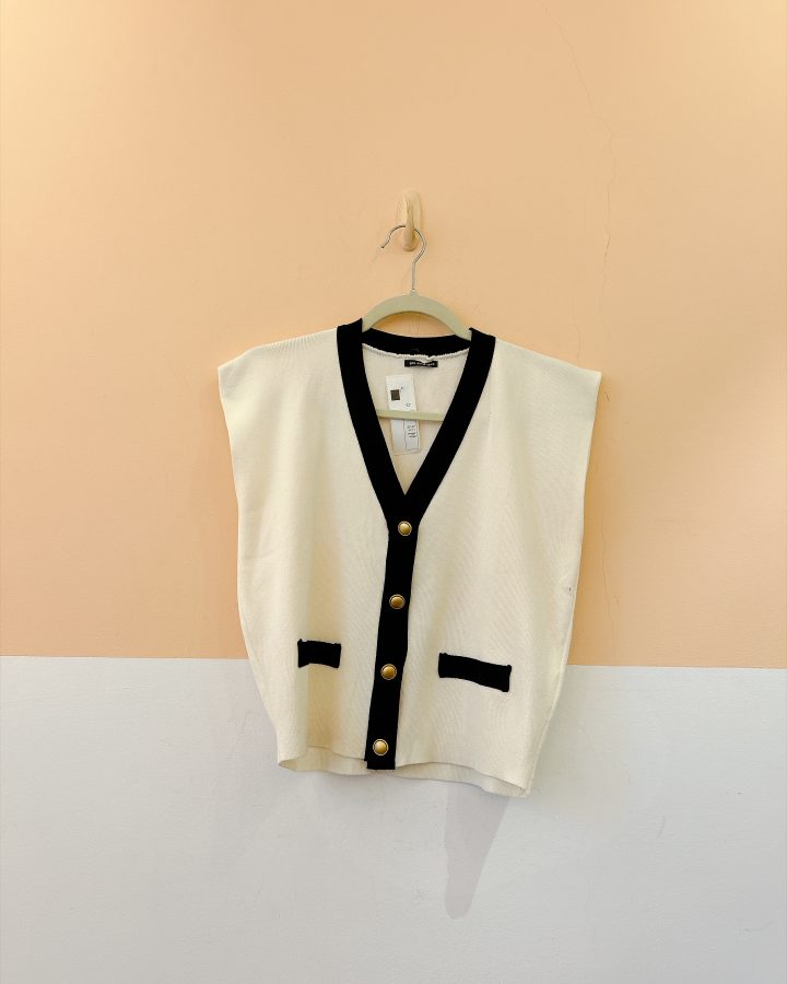 Colete tricot p&b M