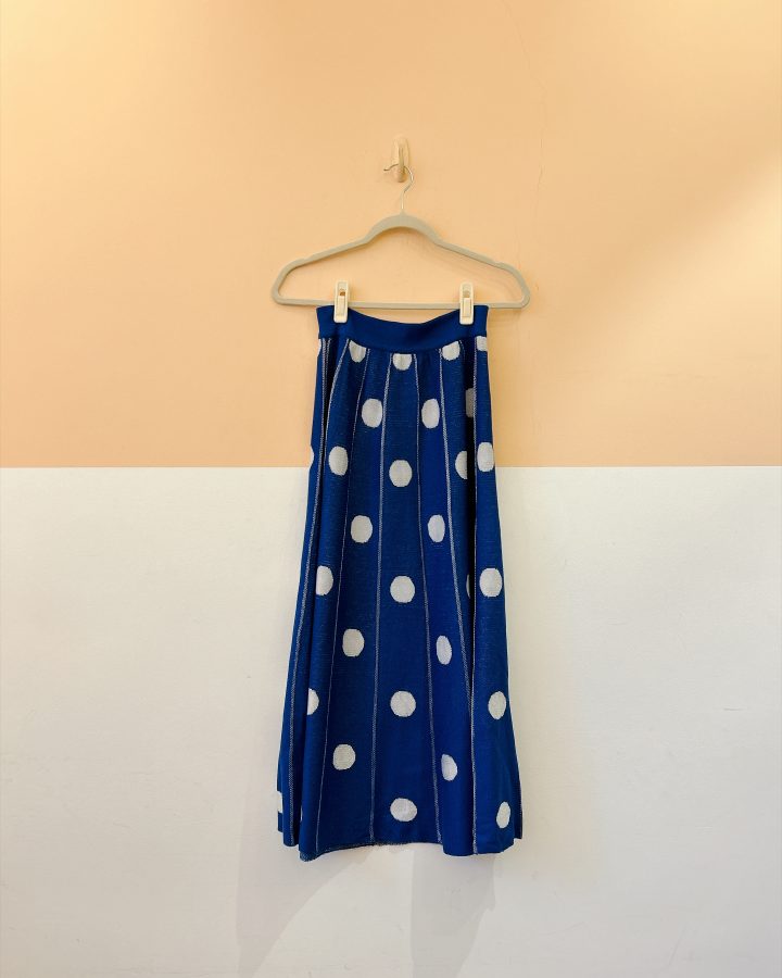 Saia tricot azul poás Maria Filó P
