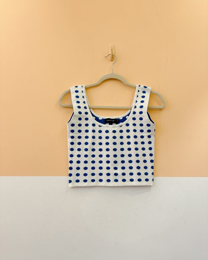 Blusa tricot poás azul Maria Filó P