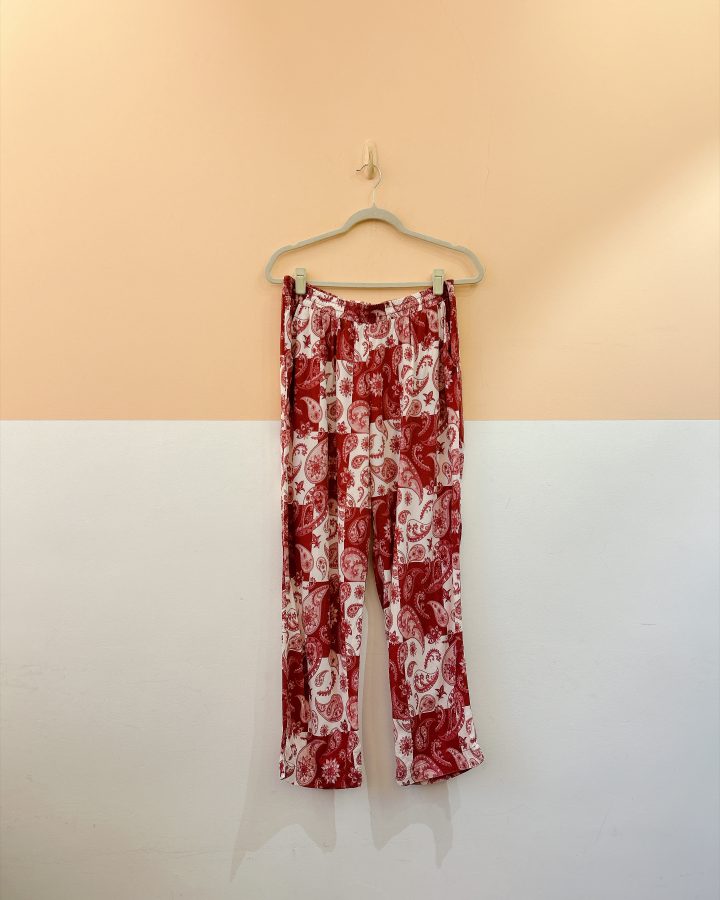 Calça estampada vermelha Idelogic G