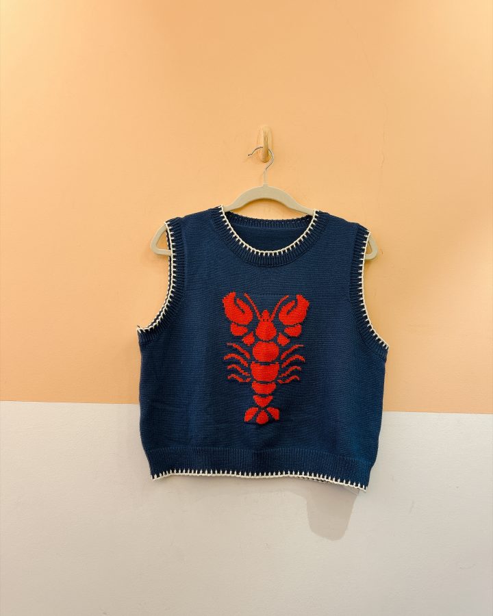 Colete tricot azul lagosta G