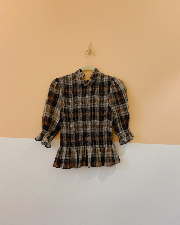 Blusa Sanfonada Xadrez Zara M