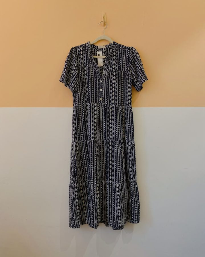 Vestido Midi Marinho Bordado Ideologic G