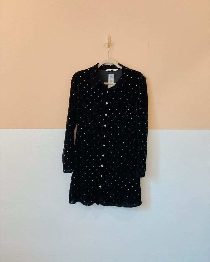 Vestido curto veludo brilhos Zara G