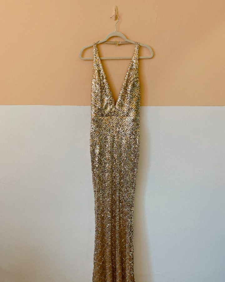 Vestido longo dourado Agilitá 38