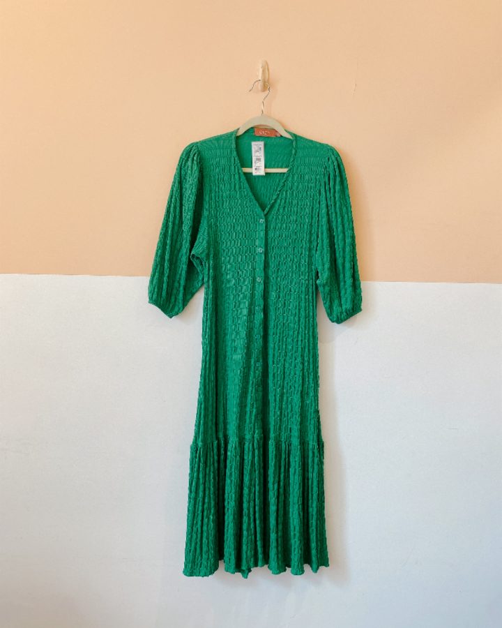 Vestido midi verde textura C&A PP