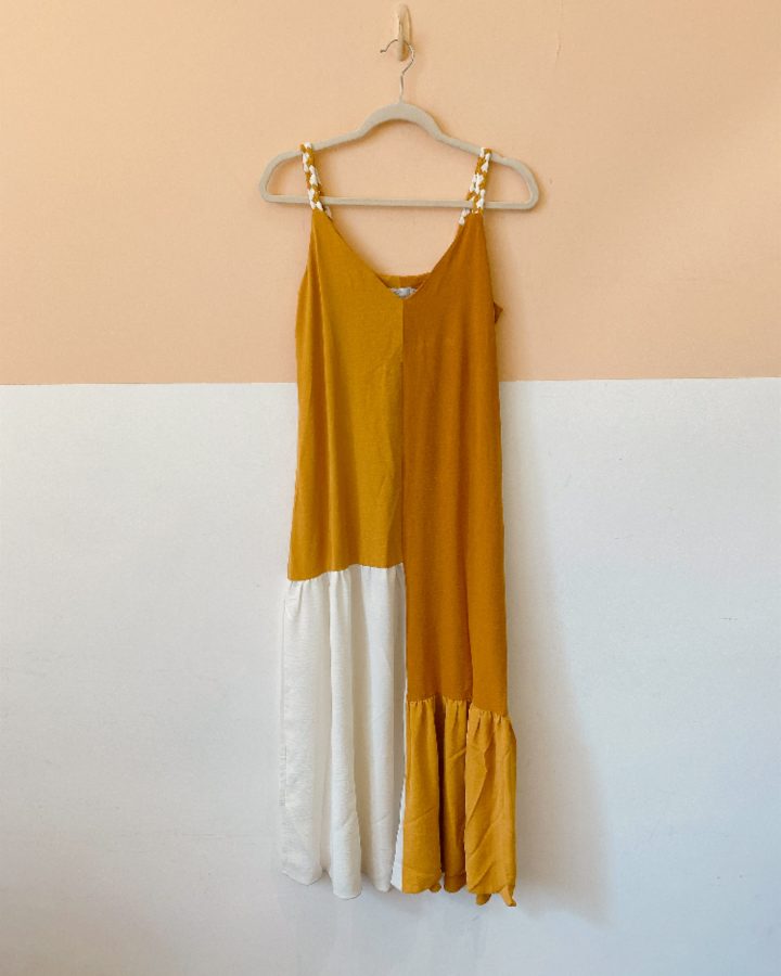 Vestido midi tons de amarelo Le Salis 38