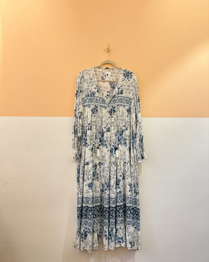 Vestido off estampa azul Zara XXL