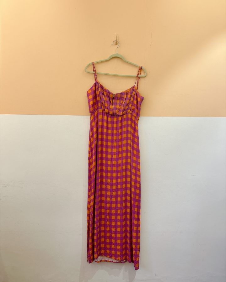 Vestido midi quadriculado Blueman GG