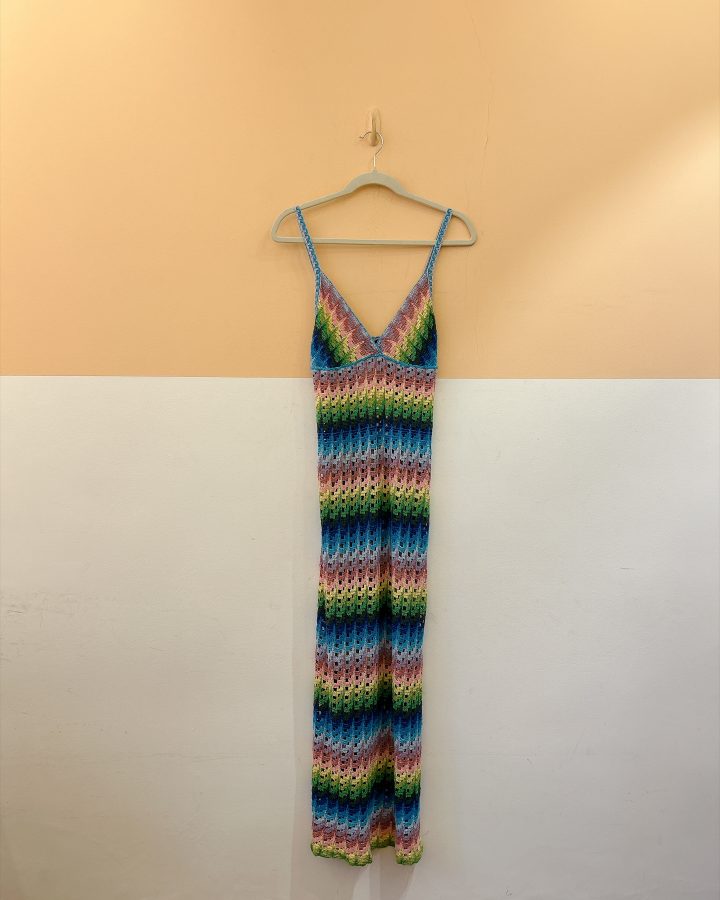 Vestido midi crochet colorido Zara M