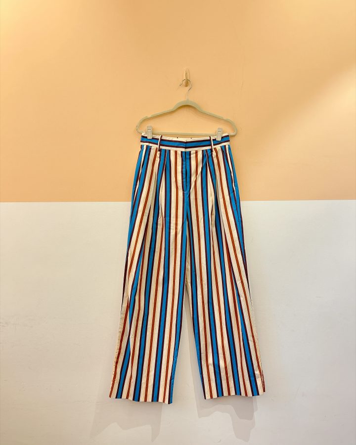 Calça listrada algodão Zara M