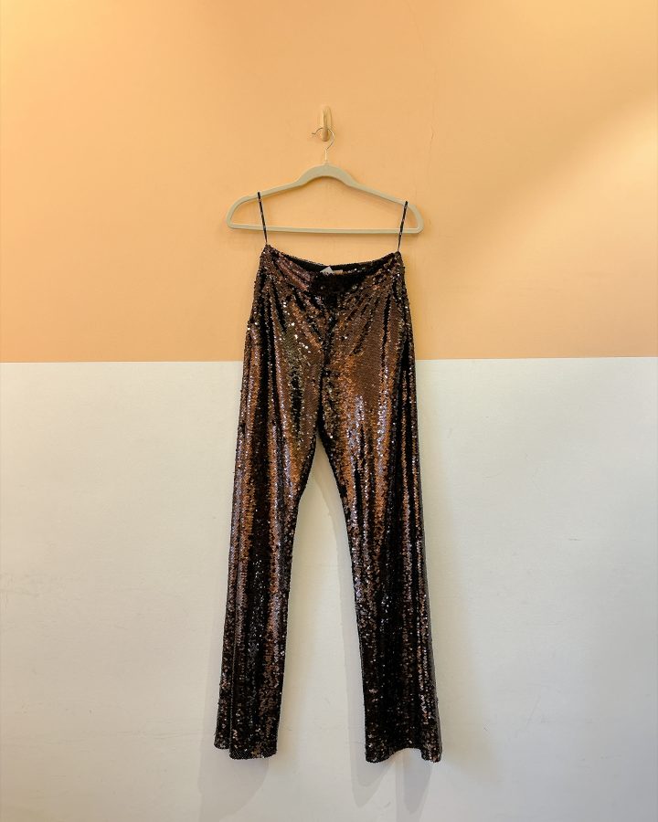 Calça paetê marrom Tig 34
