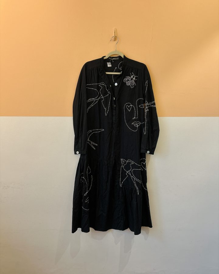 Vestido preto pespontos Animale M