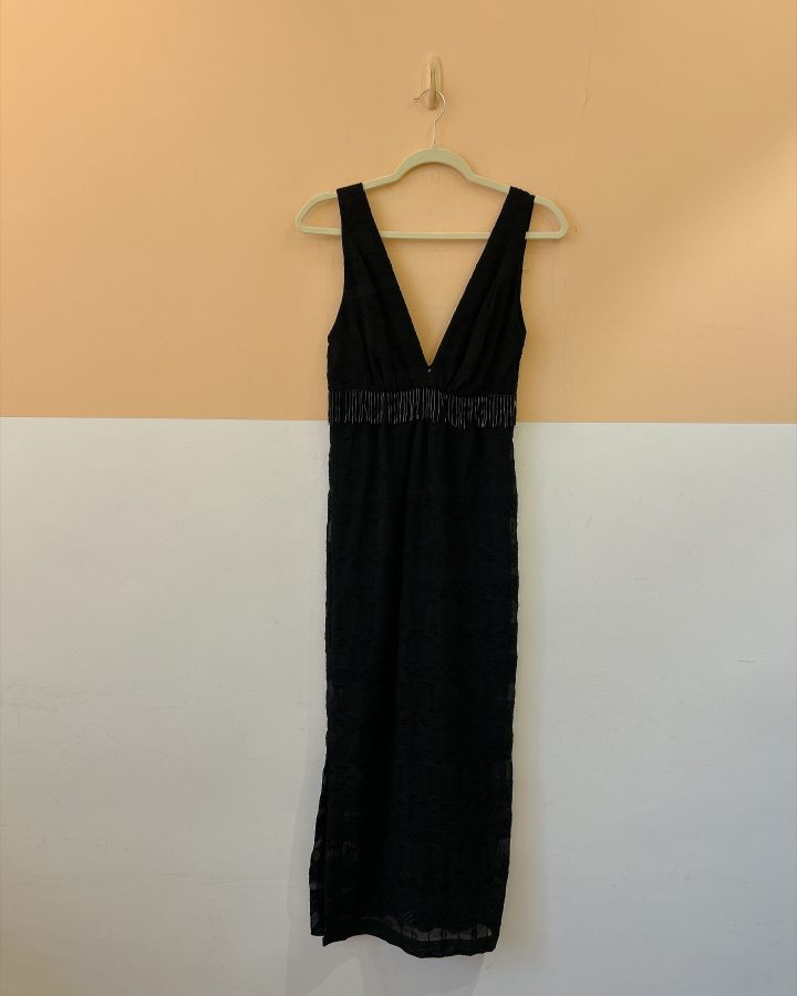 Vestido midi preto Maria Filó PP