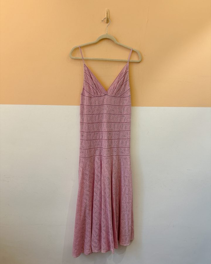 Vestido midi rosa renda Cris Barros 36